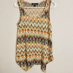 Absolutely Famous- Western Pattern BOHO Tank- M